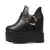 Gdgydh Модные женские ботильоны на танкетке с пряжкой, короткие ботинки на плоской платформе и каблуке с металлическим декором, увеличивающие рост, на молнии