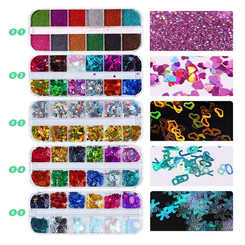 Блестки-пайетки для дизайна ногтей в форме сердца, Голографические пайетки для ногтей в форме сердца, Лазерные хлопья-блестки для дизайна ногтей в форме сердца