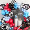 Racing Aluminum Foil Balloon Arch Set Red Blue and Black Plaid Racing Theme Cross-border Birthday Party Decoration Tires