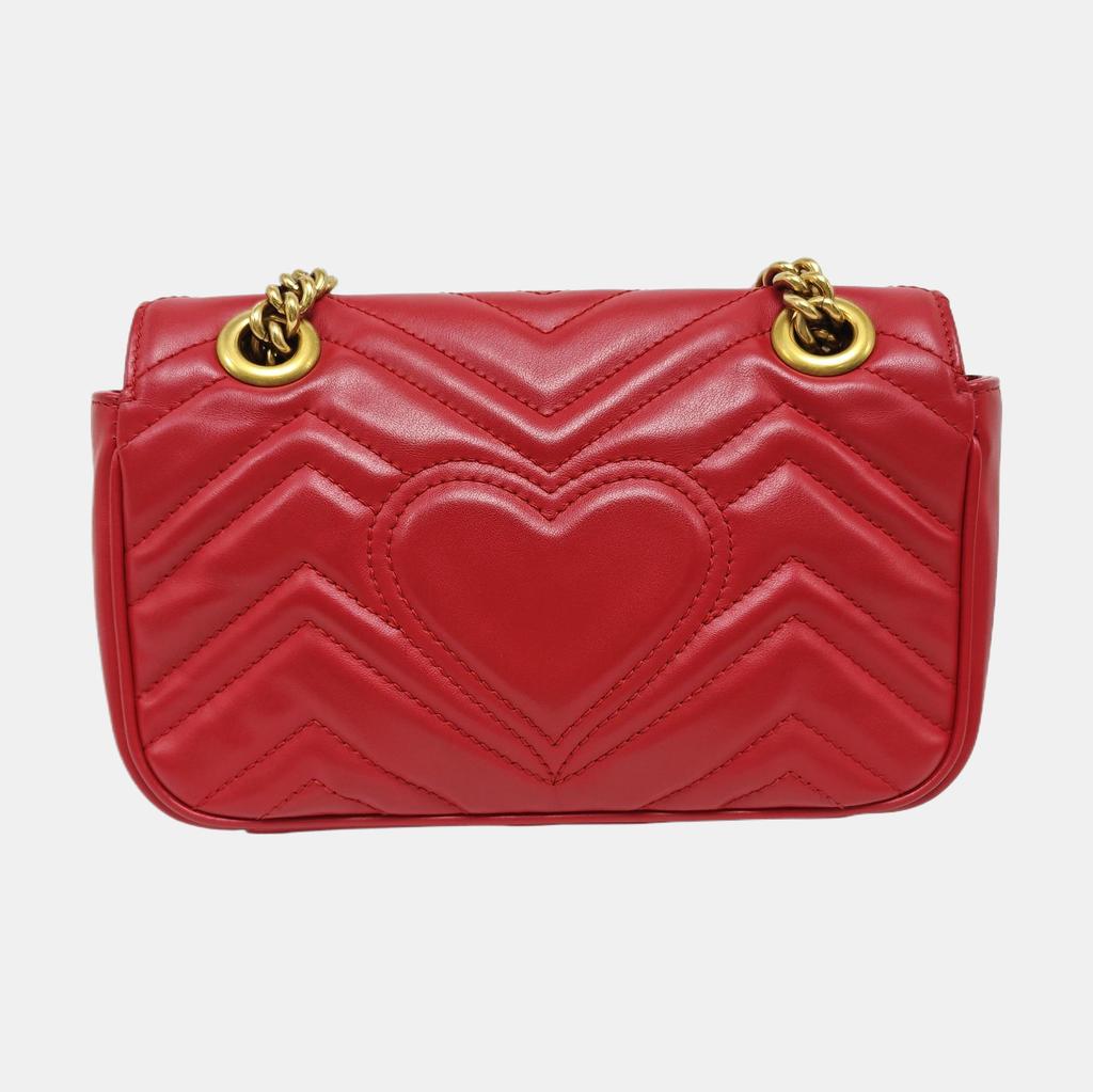 [Pre-Owned] Gucci GG Marmont Matelassé Mini Bag 'Red' - Excellent #16GZZVB