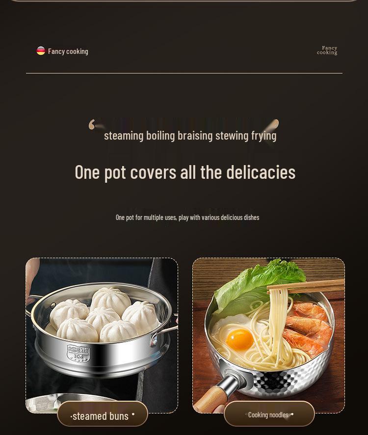 Ковш Юкихира из непокрытой нержавеющей стали – Кастрюля для детского питания и супа рамен