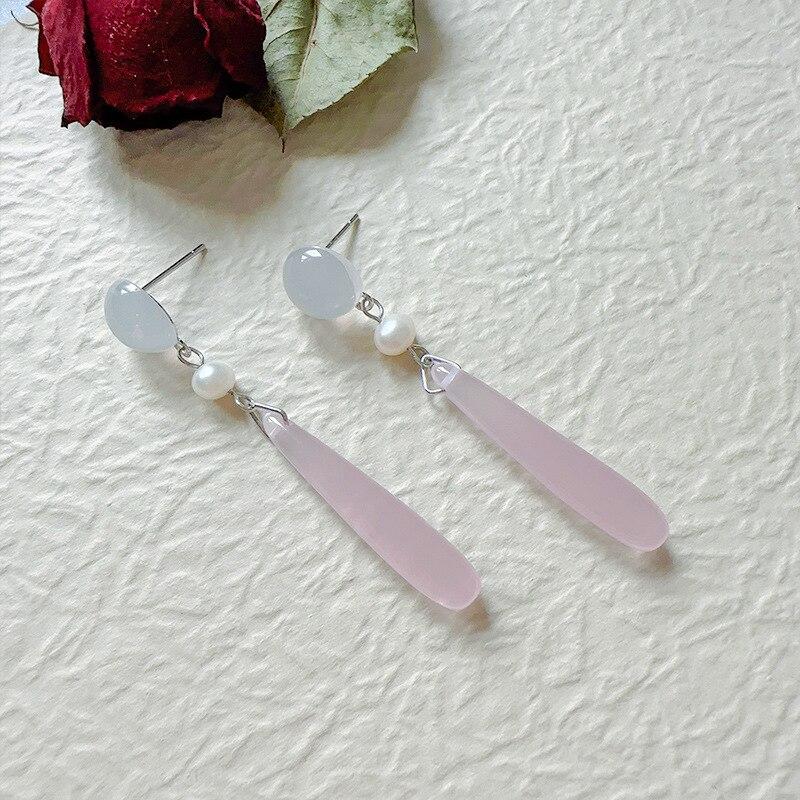 Pinkdudu Simple Light Color Style Opal Resin Drop Earrings Retro Creative Temperament Earring Clips for Women Jewelry PD1557