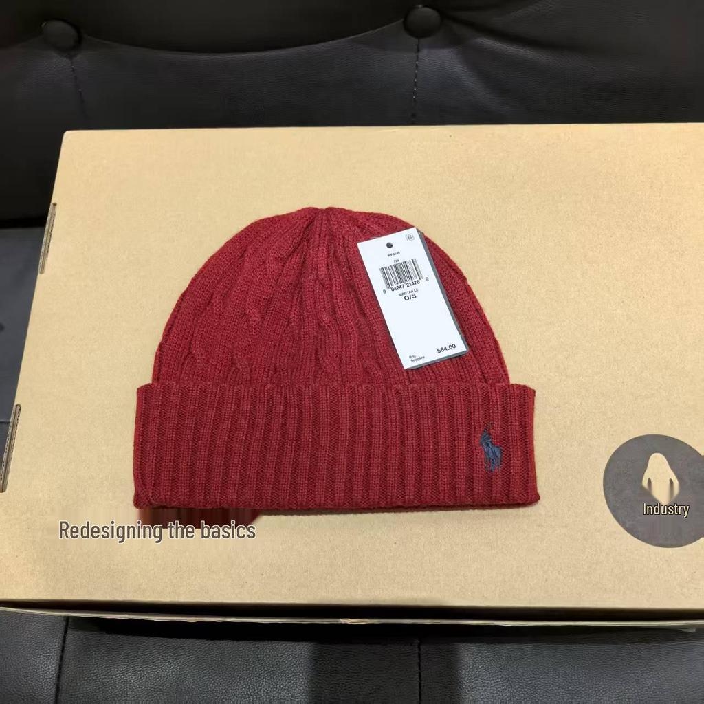 Winter Classic Cable Knit Wool Blend Scarf & Hat Set with Pony Embroidery for Couples