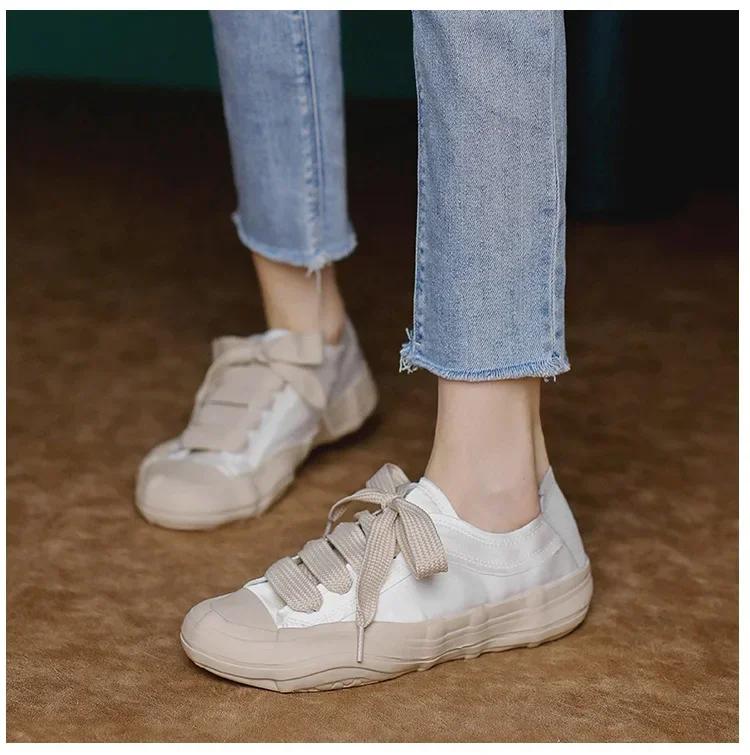 Half Slippers Woman Silk Breathable Shoes Women Thick Sole Casual Shoes Sneakers Shoes for Women 2025 Zapatos De Mujer