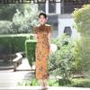 1011 national style spring and summer new cheongsam dress temperament double-sided satin slim dress performance clothes