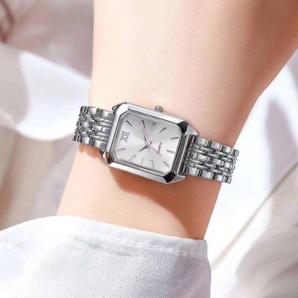 Square Dial Rhinestone Quartz Watch Slim Strap Rhinestone Watch Women Quartz Watch Casual Wear