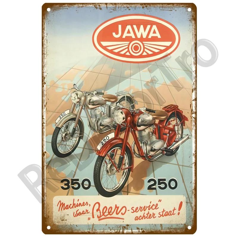 JAWA Винтажный настенный плакат Винтажная ретро-стена для дома, ресторана, декоративная табличка, металлический настенный декор, художественная металлическая вывеска, жестяная табличка