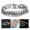 8-14mm Curb Rombo Link Bracelet For Men 316L Stainless Steel Chain Silver