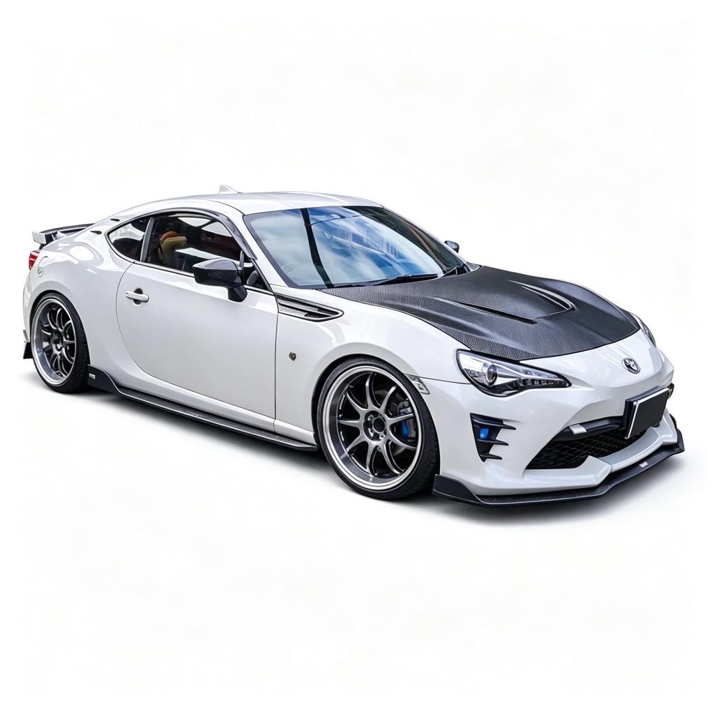 Боковые пороги GT86 2017-2020: Комплект ABS с глянцевым черным покрытием/Водотрансферный, Совместим с Toyota