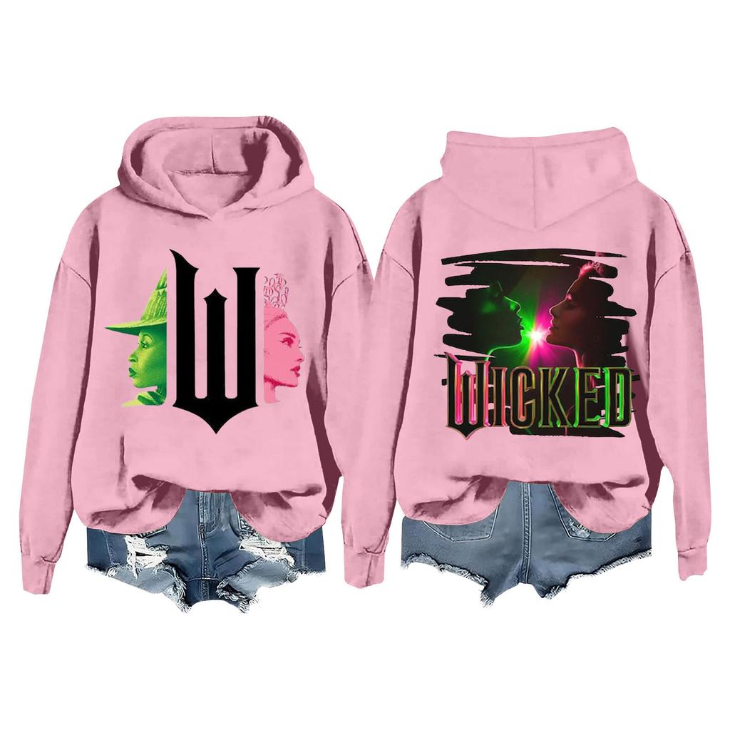 Женская модная повседневная кофта с длинными рукавами и принтом ведьмы с капюшоном