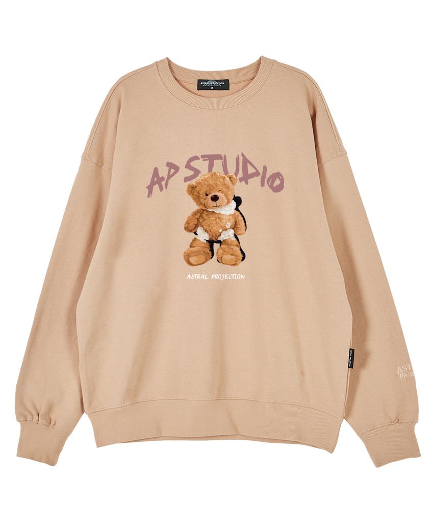 ASTRAL PROJECTION Wink Beardoll Oversized Drop Shoulder Sweatshirt_Peach