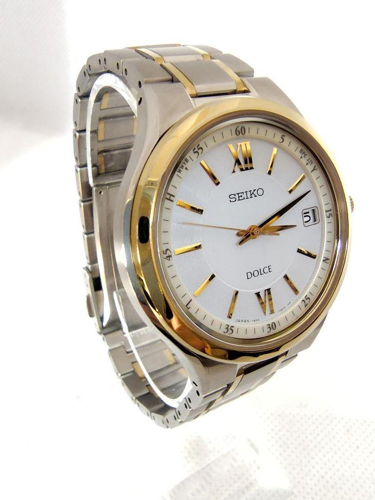 [USED] Radio-controlled solar watch, extremely rare, Seiko Dolce two-tone titanium