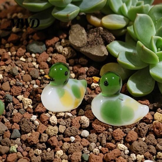 Glass Duck Figurine Green Head Figurine, Cute Mandarin Ornament for Car Interior Desk Decor, Miniature Animal Statue Home And Micro Landscape