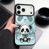 Синий Чехол с Рисунком Панды для iPhone 17 Pro Max Funda iPhone 16 Pro Max 15 14 13 12 11 Air 16E Силиконовый Чехол с Текстурой Кожи