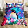 Penguin Bedding Set Galaxy Starry Sky Comforter Cover For Boys Girls Cartoon Penguin Duvet Cover Cute Antarctic Animal Bed Set