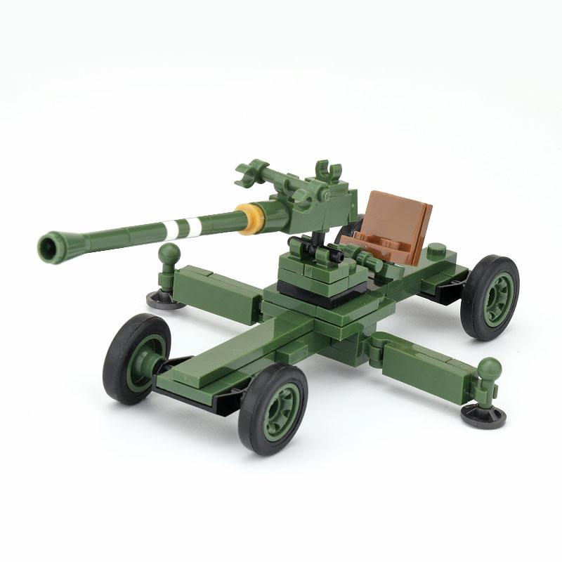 MOC Военный Орудие Пушка WW2 Строительные Блоки Тяжелое Вооружение Военная Сцена Солдаты Фигурки Армии Аксессуары Оружие Кубики Игрушки