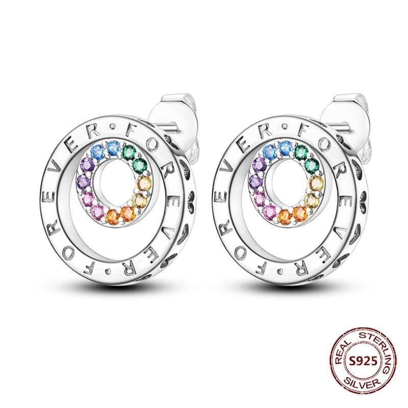 Purple Zircon Hoop Earrings 925 Silver U-shaped Liquid Metal Love Heart Fashion Earrings For Women Jewelry
