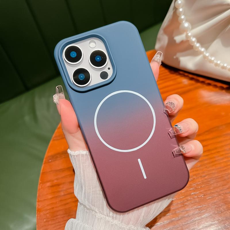 Soft Magsafe Wireless Charge Phone Case For iPhone 11 12 13 14 15 16 Pro Max Plus Gradient Pattern Magnetic Silicone Cases Cover