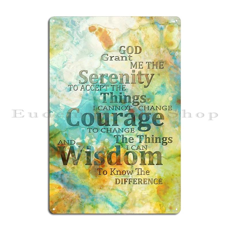 Serenity Prayer in Natural colours AA Script Serenity Courage Wisdom Floral BW Metal Party Customized Wall Decor Tin Sign Poster