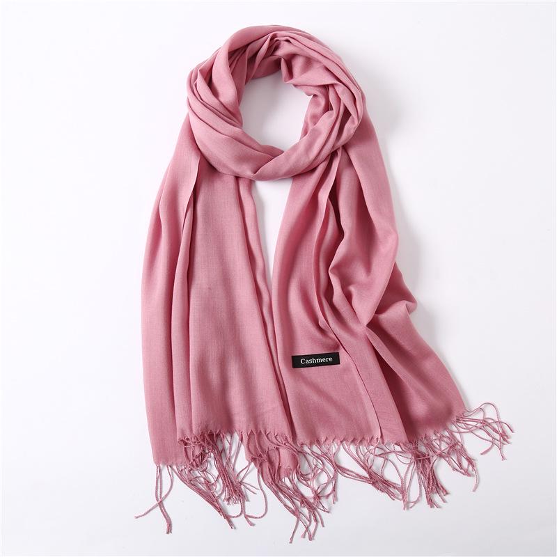 2024 Autumn And Winter Imitation Cashmere Scarf Solid Color Fashionable Versatile Warm Shawl Tassel Scarf