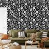 Black and white flowers graphite wallpaper for living room and bedroom 50x1000