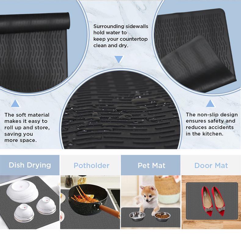 Silicone Non-slip Heat-Resistant Stove Mat - Draining & Anti-scald Placemat for Kitchen and Dining Table.