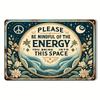 1PC Retro Chic, Vintage 'Please Bring Energy To This Space' Tin Sign - Perfect For Home, Cafe, Bar, Garage & Outdoor Decor