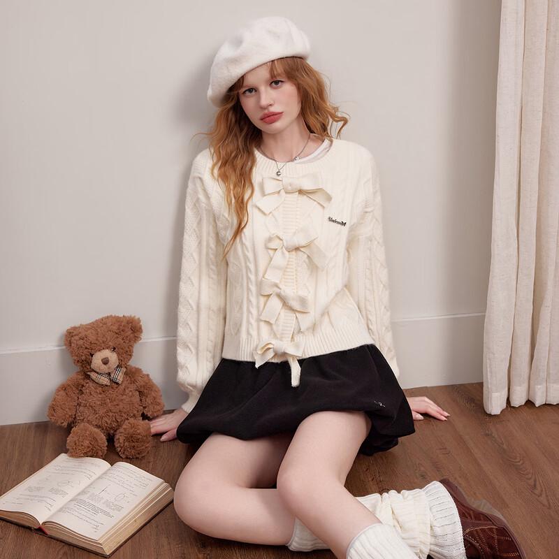 UNIFREE Sweet Style Round Neck Knit Cardigan