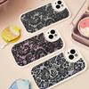 Кружевной стиль для iPhone 16 15 14 13 12 11 Pro Max Plus Ударопрочный кожаный мягкий чехол для телефона