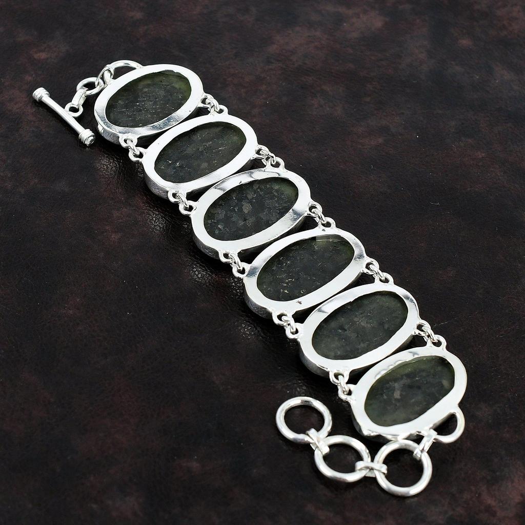 Браслет из нууммита Браслет ручной работы из драгоценных камней Браслет из стерлингового серебра 925 пробы Регулируемый браслет-цепочка Подарок на помолвку Дизайнерские серебряные украшения