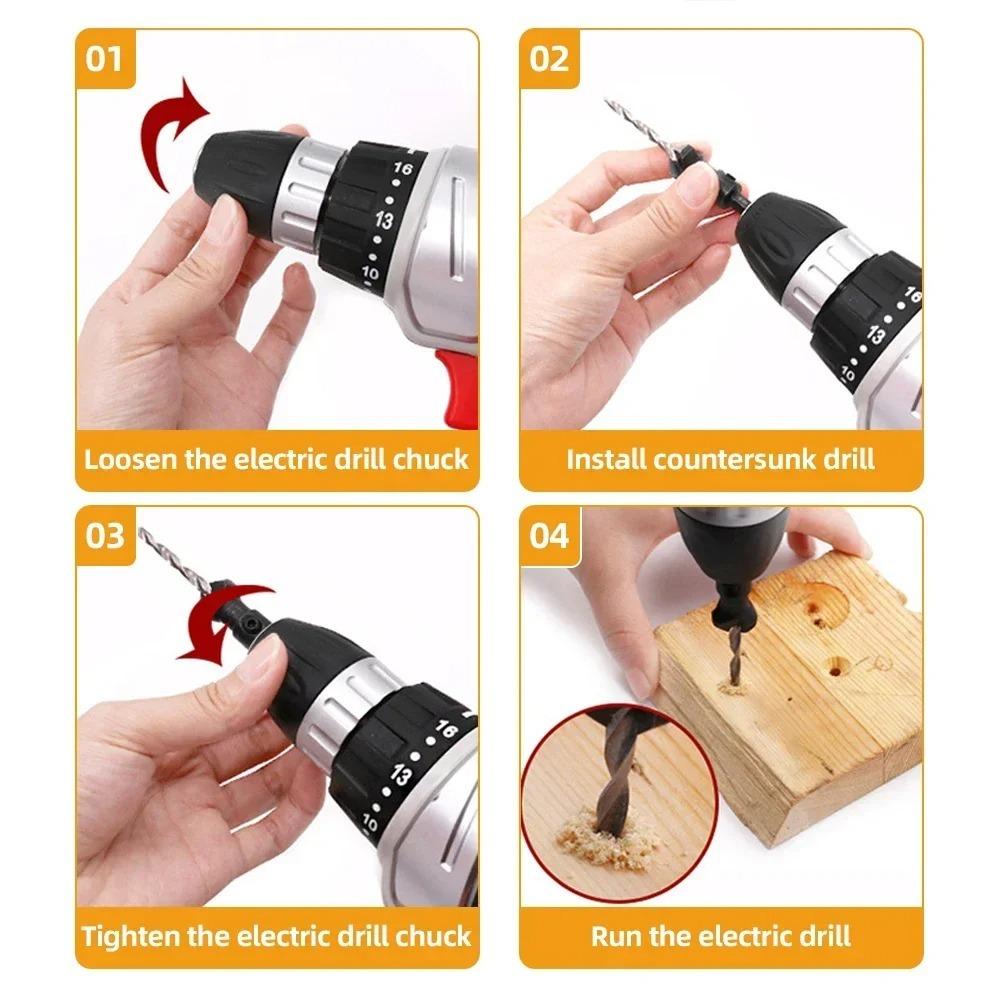 Drilling Pilot Holes Carpentry Drill Set Universal Countersink Drill Bit Set New Woodworking Tool