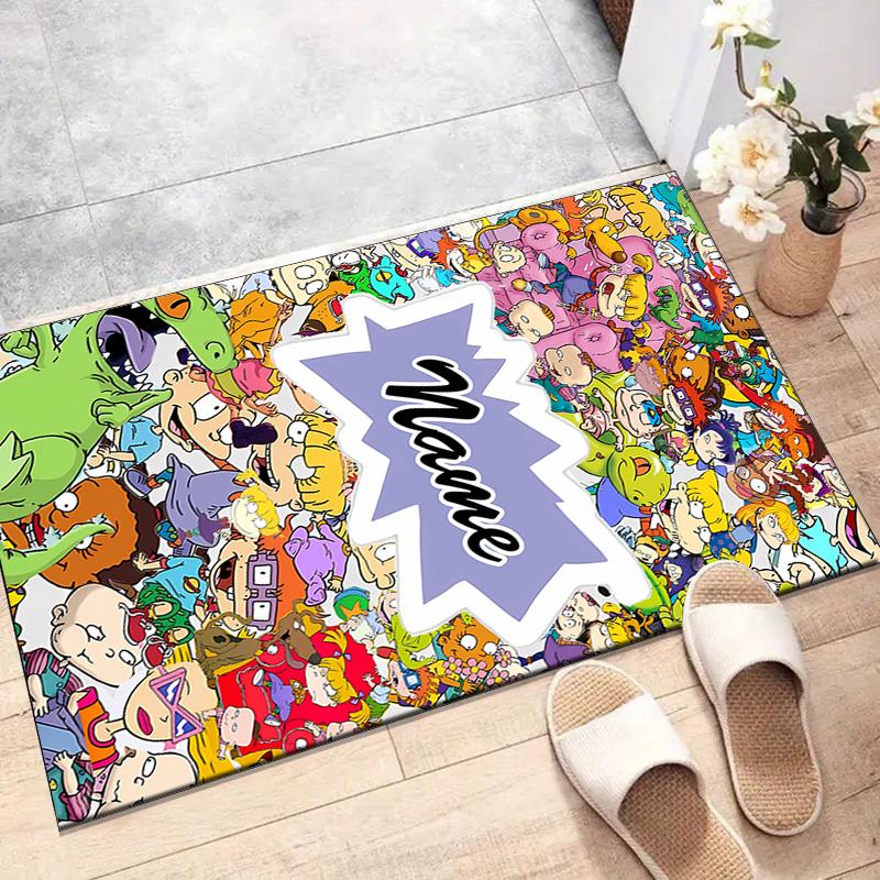 Custom Rugrats in paris Mat Personalized Name, Polyester Washable Indoor Entryway Rug, Gift for Christmas, Easter, Thanksgiving Day