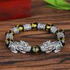 New Attract Wealth Women Feng Shui Pixiu Good Luck Bangle Wristband Bracelets Obsidian Stone Beads