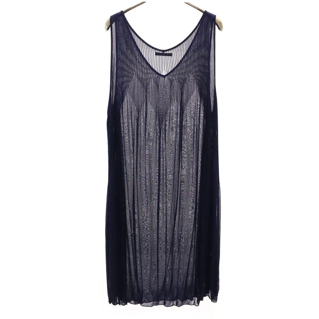 ISSEY MIYAKE made in Japan No sleeve Sheer one piece 2 Navy Women Used