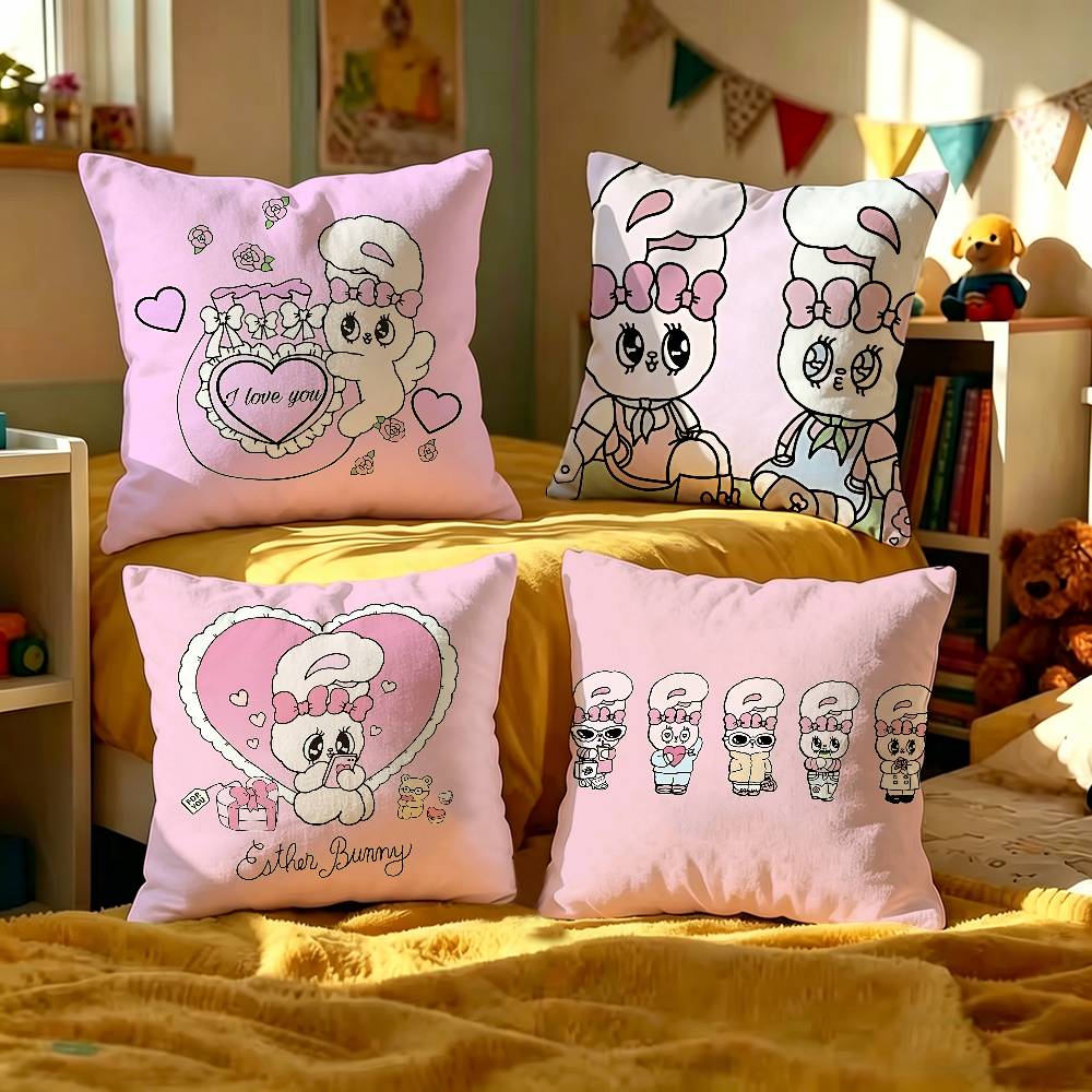 EEsther Bunny Cartoon Pillow Cover for Bedroom Room and Living Room Sofa Decorative Cushion Cover