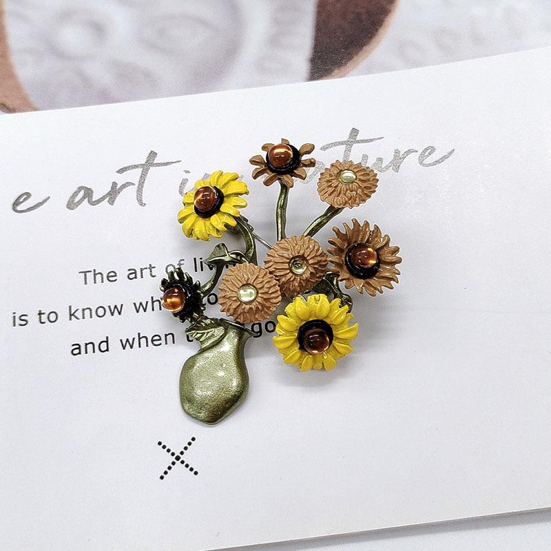 Mihmily Бренд - изысканная брошь-подсолнух, модные аксессуары в стиле ретро.