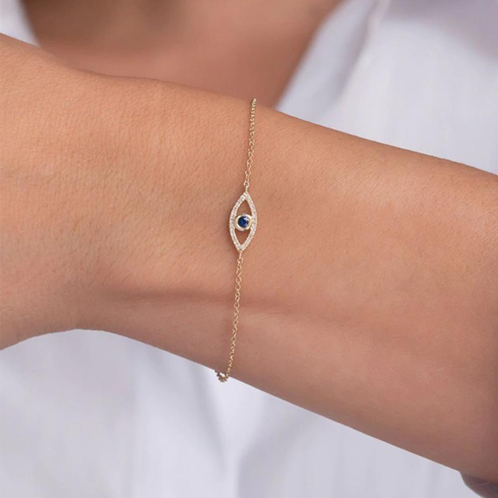Factory Price Adjustable 925 Sterling Silver Blue Evil Eyes Bracelet