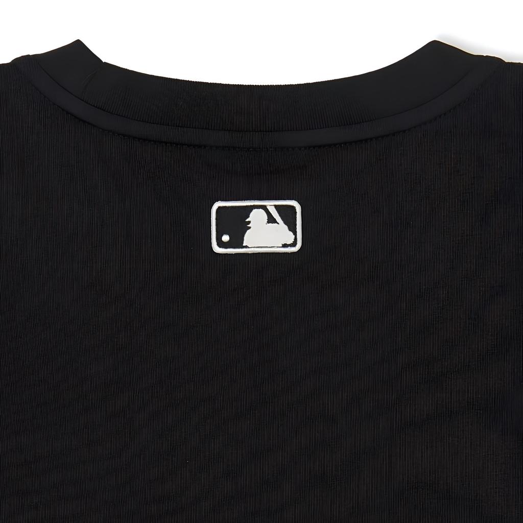 MLB Нью-Йорк Янкис Принт с буквами Круглый вырез Дышащая Спортивная футболка с коротким рукавом Женские топы Черный 3FTSB1743-50BKS