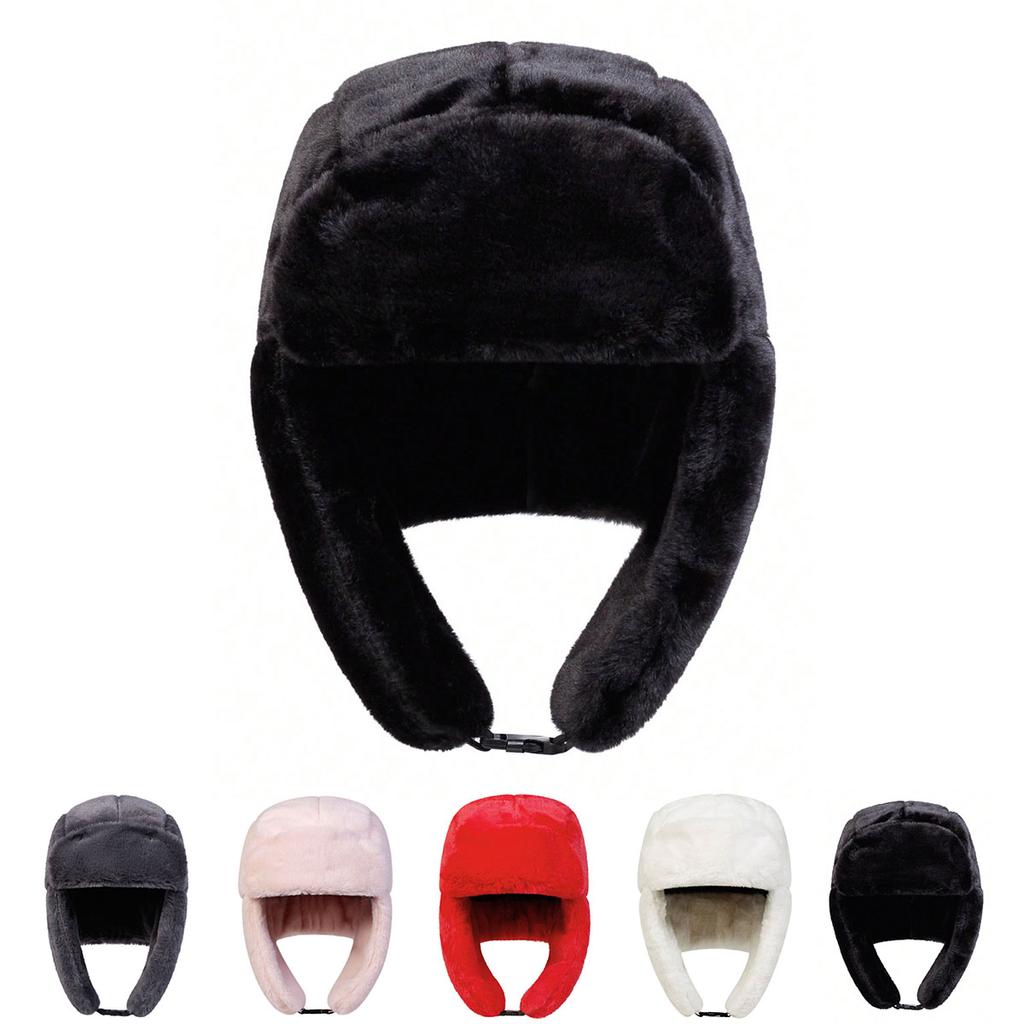 Winter Warm Fluffy Lei Feng Hat Unisex Outdoor Sports Ski Caps Leisure Thickened Windproof Cold Hats Men Bomber Cap
