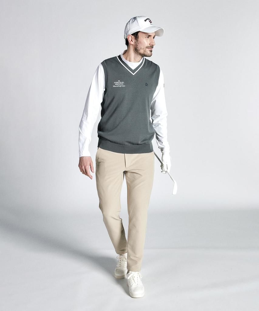 Knit Vest Simple Basic Sleeveless Hand Washable Golf MGMXJL82 GY00 [Munsingwear] V-Neck Men's (Gray)
