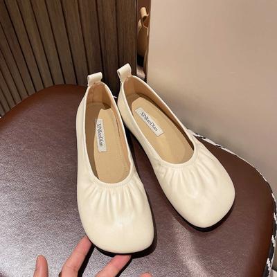 Туфли-бини в стиле ретро для женщин Весна и осень Новые мягкие кожаные туфли-слипоны на плоской подошве Вечерний бриз Нежные туфли-феи