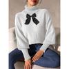 2025 Новые осенне-зимние женские топы кружевной бант водолазка пуловер свитер