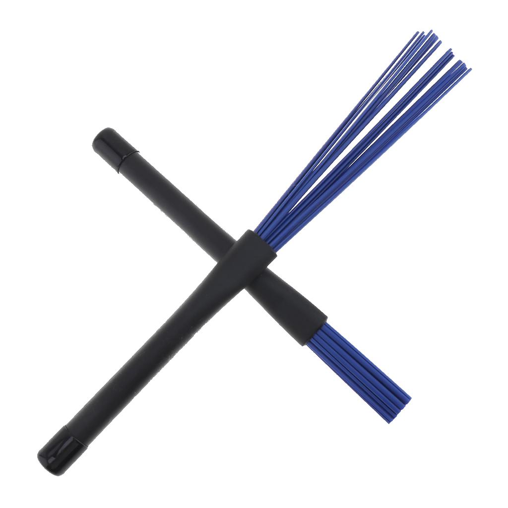 2шт выдвижные черные жесткие резиновые ручки щетки для джазовых барабанов палочки синий нейлон