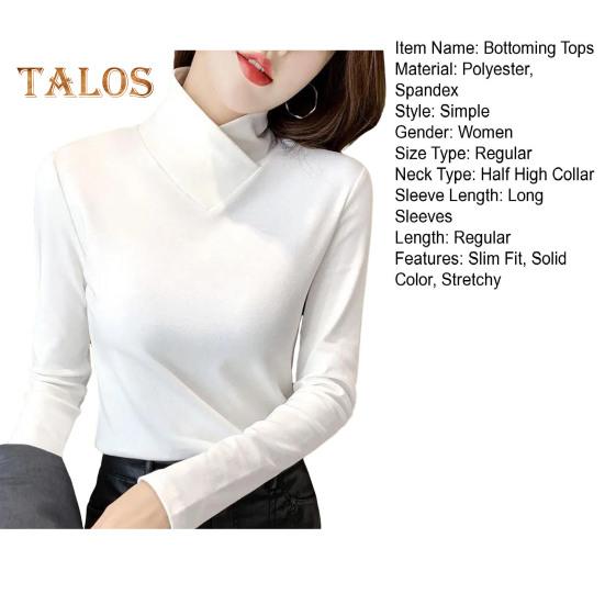 Женские топы с высоким воротником и длинным рукавом, облегающие, мягкие, эластичные, однотонные, с уникальным вырезом горловины