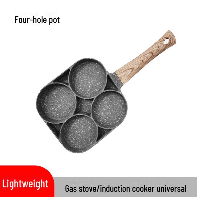 Non-Stick 4-Hole Breakfast Frying Pan for Eggs, Burgers, and Pancakes