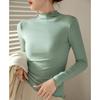 Black Fungus Rolled Half Turtleneck Bottoming Shirt for Women with Long-sleeved T-shirt In Autumn and Winter New Slim Fit Top