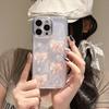 Korean Cute 3D Pink Bowknot Pearl Clear Phone Case For 16 15 14 13 12 11 Pro Max 16 Plus Shockproof Transparent Cover