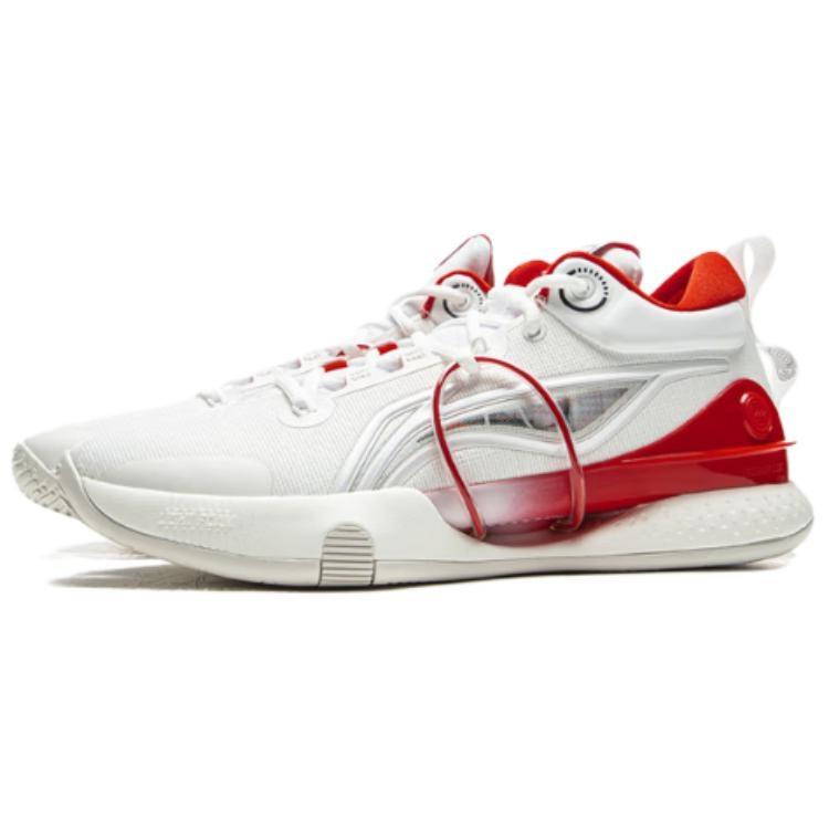 Li-Ning Li Ning Cushioning Abrasion Resistant Cushioning, Wear Resistant Low top Basketball Shoes Men's White Red ABAR071-1