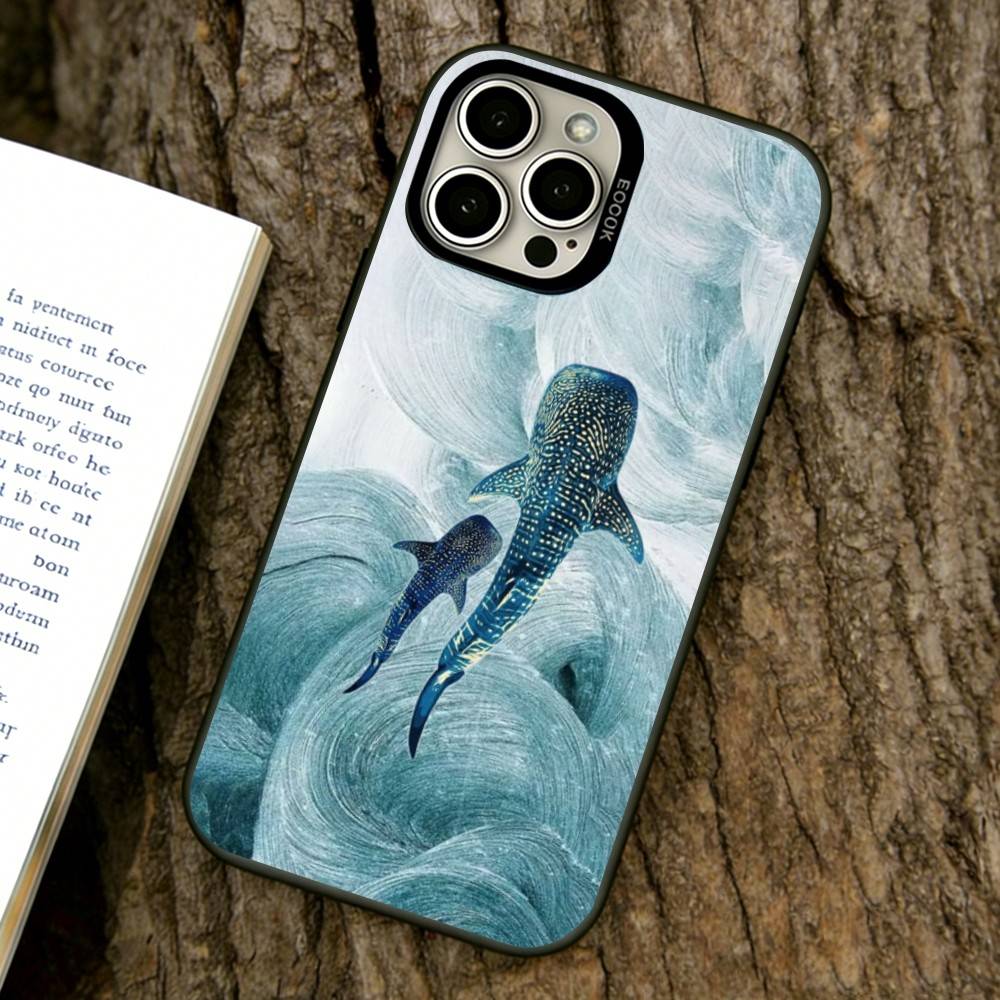 Чехол для телефона с рисунком кита для iPhone 17,16,15,14,13,12,11 Plus,Pro Max,XS,Разноцветная серебристо-черная крышка
