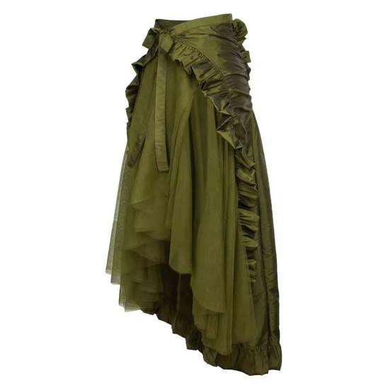 Женская юбка на Хэллоуин, косплей, нерегулярный подол с рюшами, на шнуровке, с высокой талией, в сетку, в стиле пэчворк, стимпанк, викторианское представление, ролевая игра, фотография, танцы